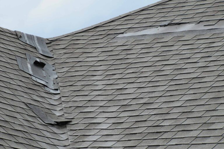 shingle damage on the roof of a home